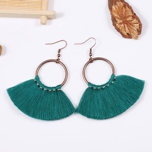 *ASTRA* Green Round Tassel Fashion Earrings